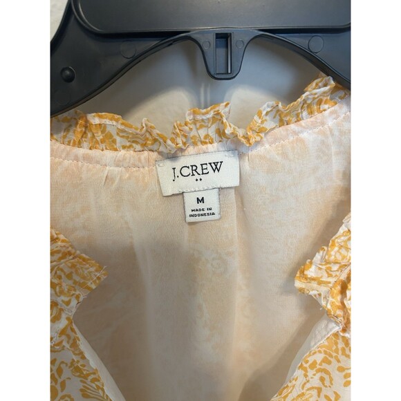 J.Crew Yellow Paisley Floral Lined Ruffle Sleeve V-Neck Blouse Size Medium - Picture 6 of 9